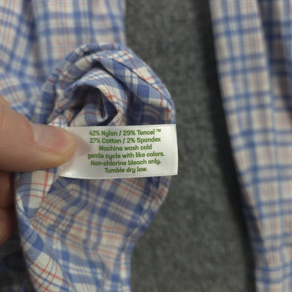 Criquet Shirt Mens Large Blue Plaid Performance Pearl Snap Casual Outdoors Golf - Picture 4 of 10